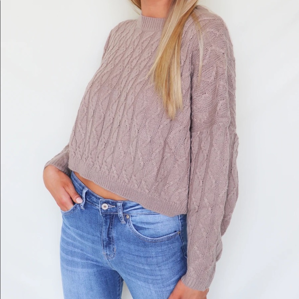 Lovers Lane Light Mocha/Tan Cable Knit Sweater Sz.L